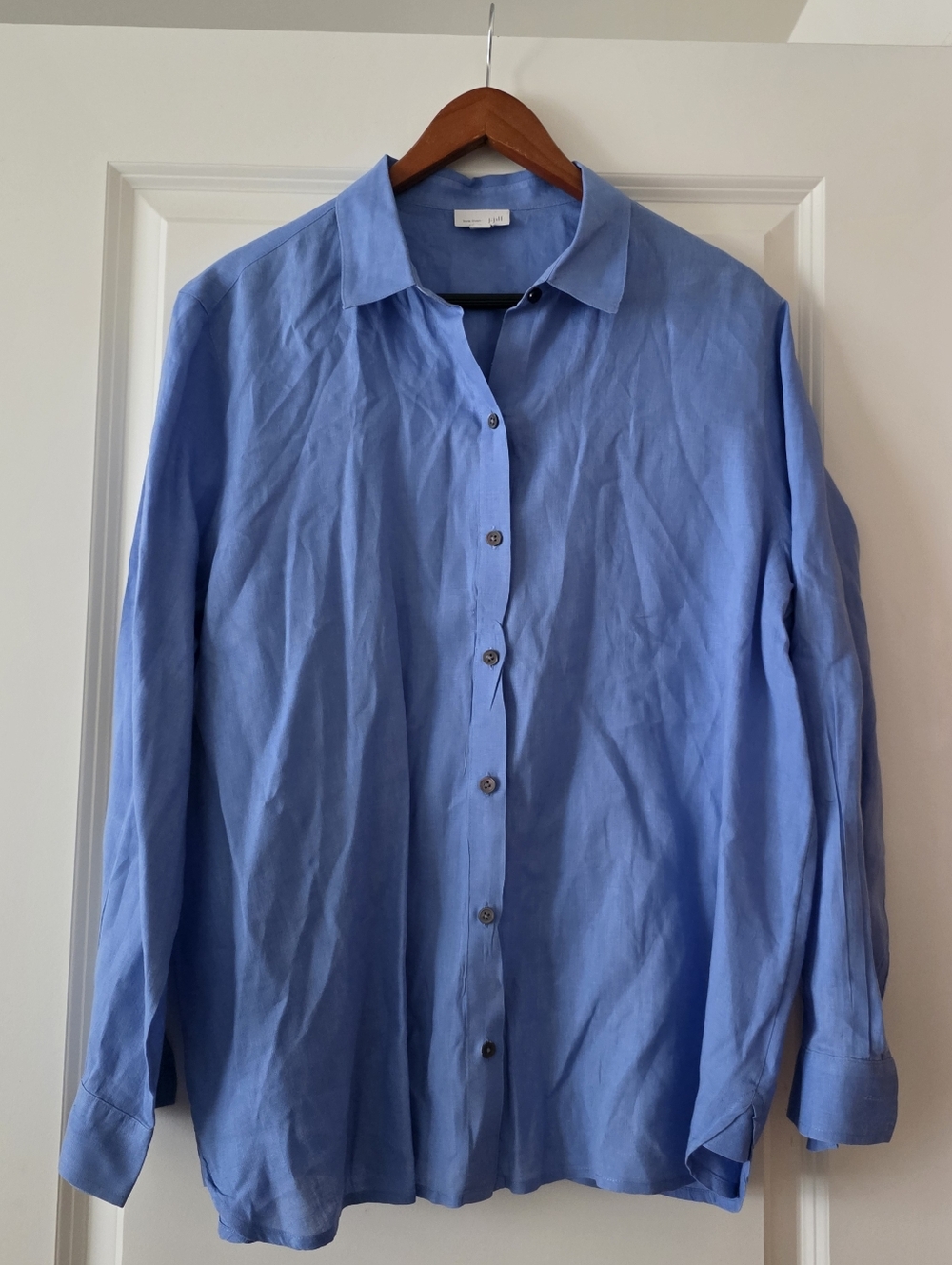 J.Jill 100% Linen Button Up Collared Short Womens L Love Linen Preppy Minimalist